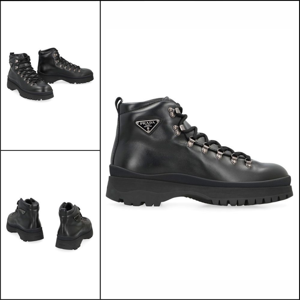 【PRADA】Black Lace-Up Boots