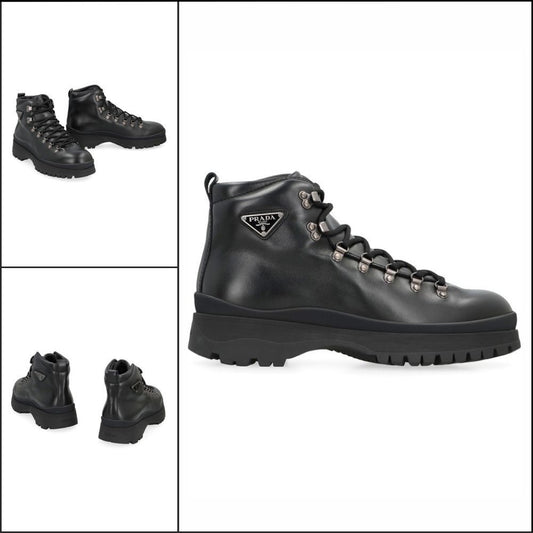 【PRADA】Black Lace-Up Boots
