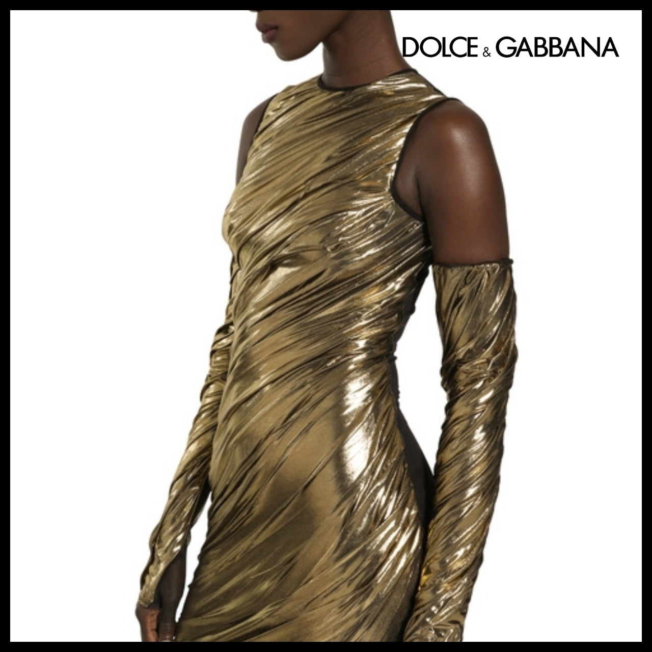 【Dolce & Gabbana】FOILED ORGANZINE CALF-LENGTH DRESS