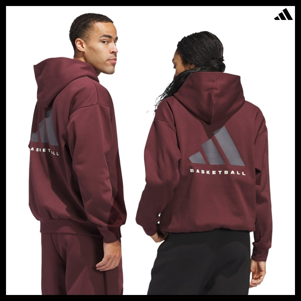 【ADIDAS】 Basketball Fleece Hoodie Aurora Ruby