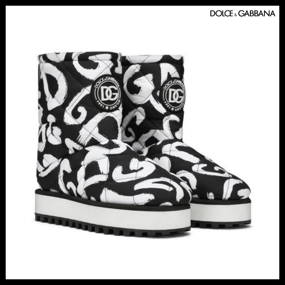 【Dolce & Gabbana】NYLON ANKLE BOOTS WITH LOGO PRINT
