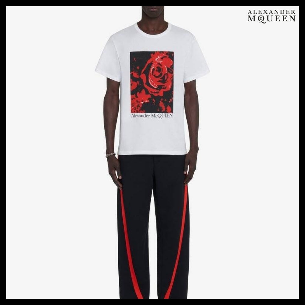 【Alexander Mcqueen】Wax Flower T-shirt in White/Red
