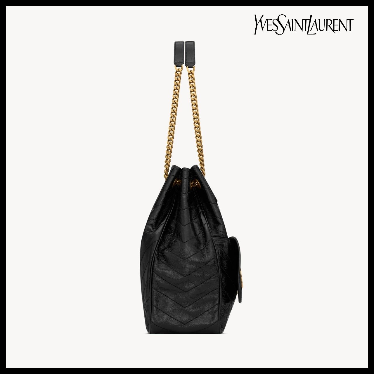 【Saint Laurent】Vintage Leather Small Shopping Tote Bag