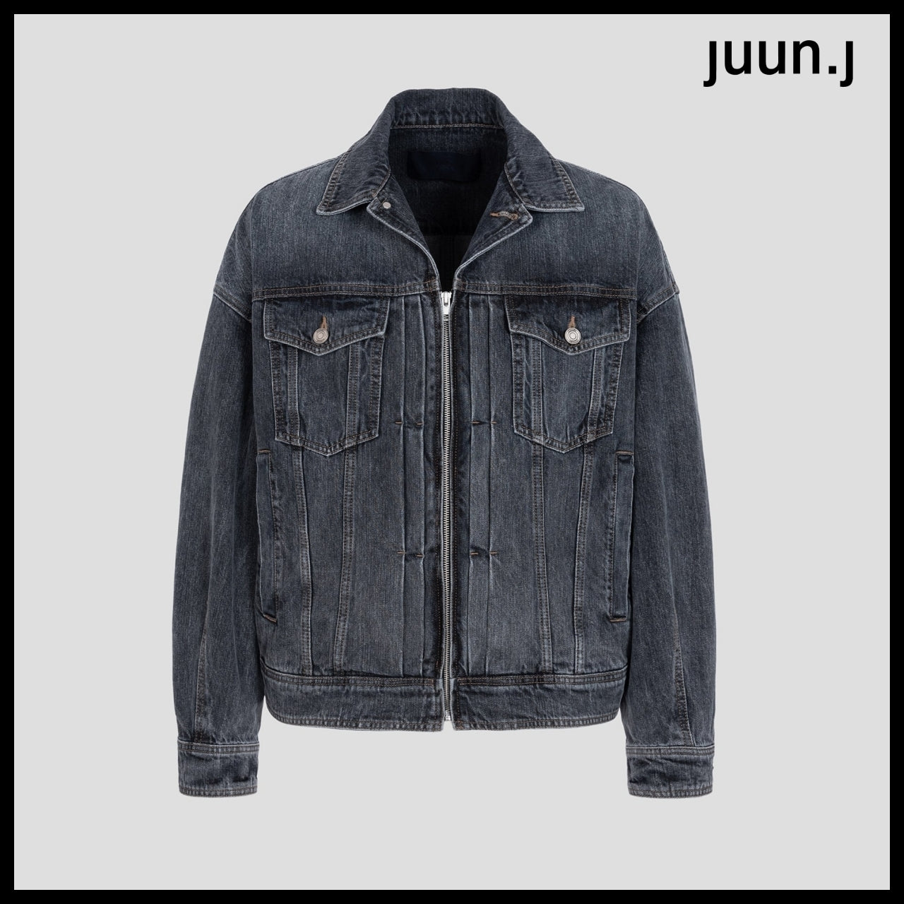 【JUUN.J】CORE Denim Zipper Detail Trucker Ash