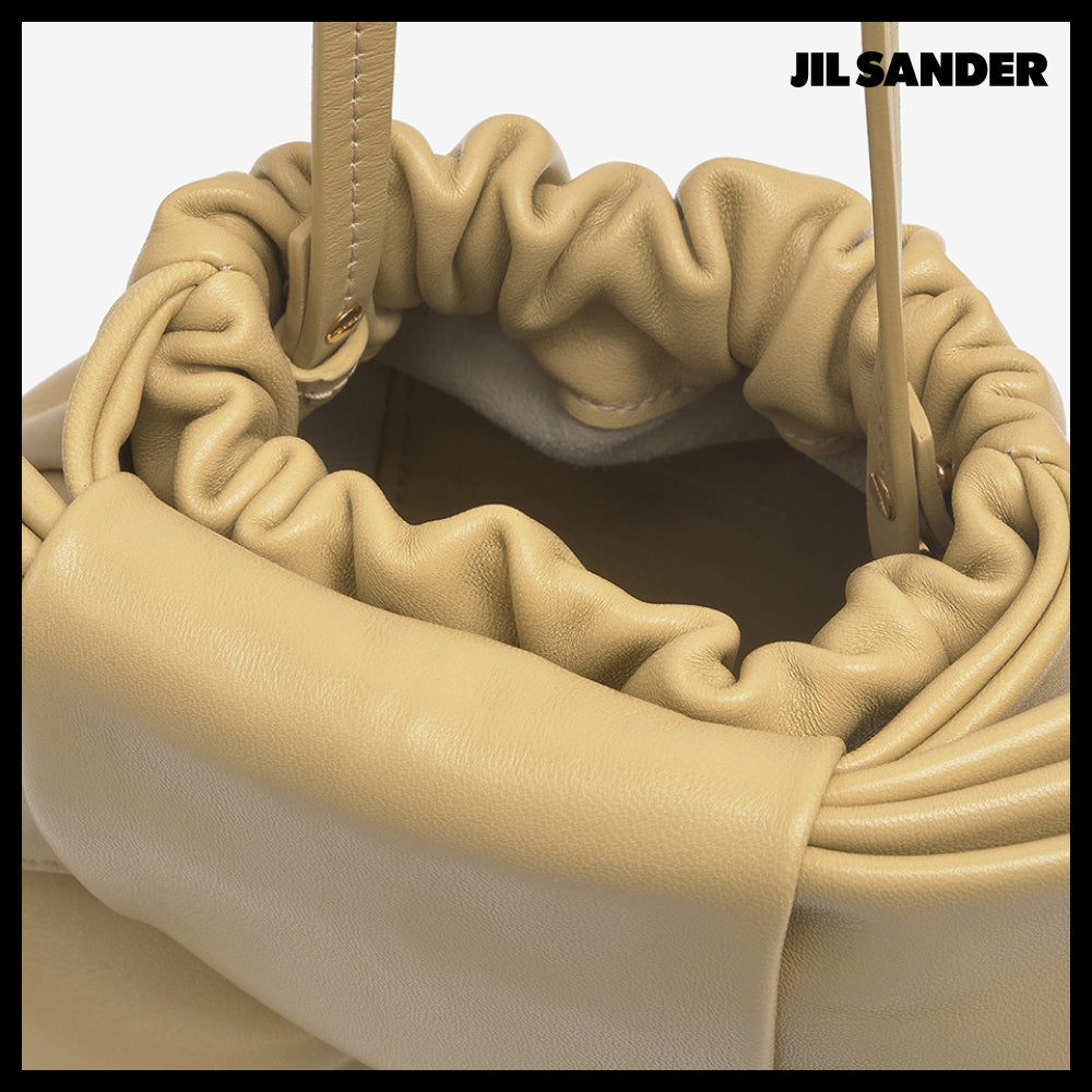 【JIL SANDER】Medium bow ribbon shoulder bag golden granola