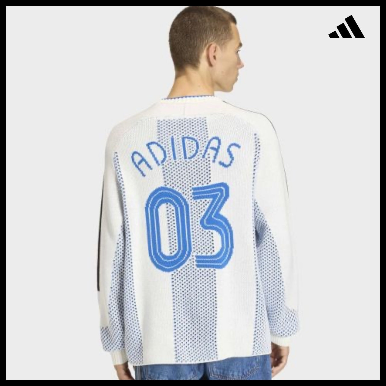 【ADIDAS】Block Core White Lightweight Long Sleeve Knit