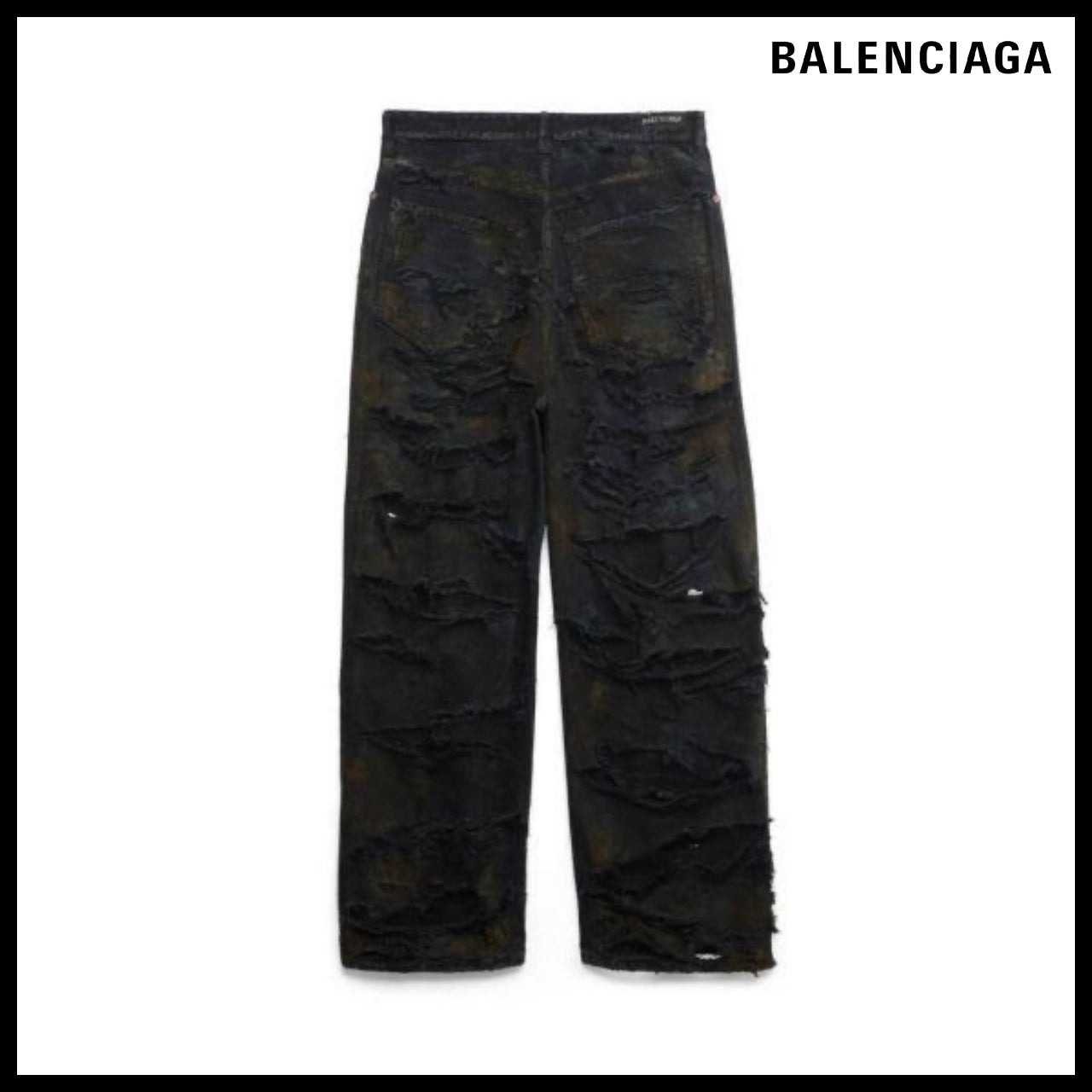 【BALENCIAGA】Super Destroyed Baggy Pants Black