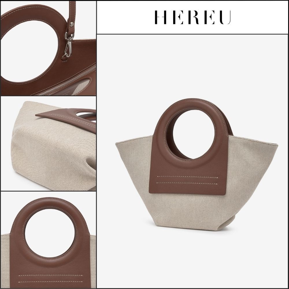 【HEREU】ミニ カラ トートバッグ ベージュ チェスナット
