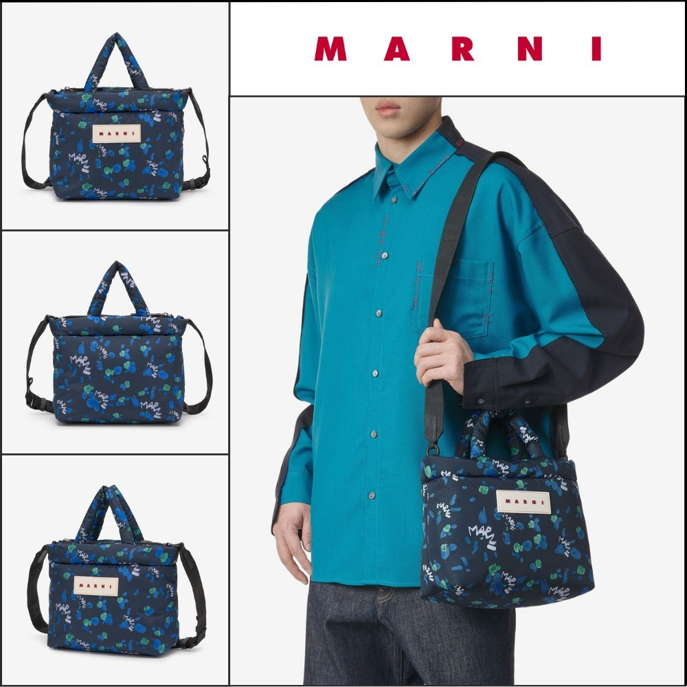 【MARNI】ナイロン トートバッグ - インク