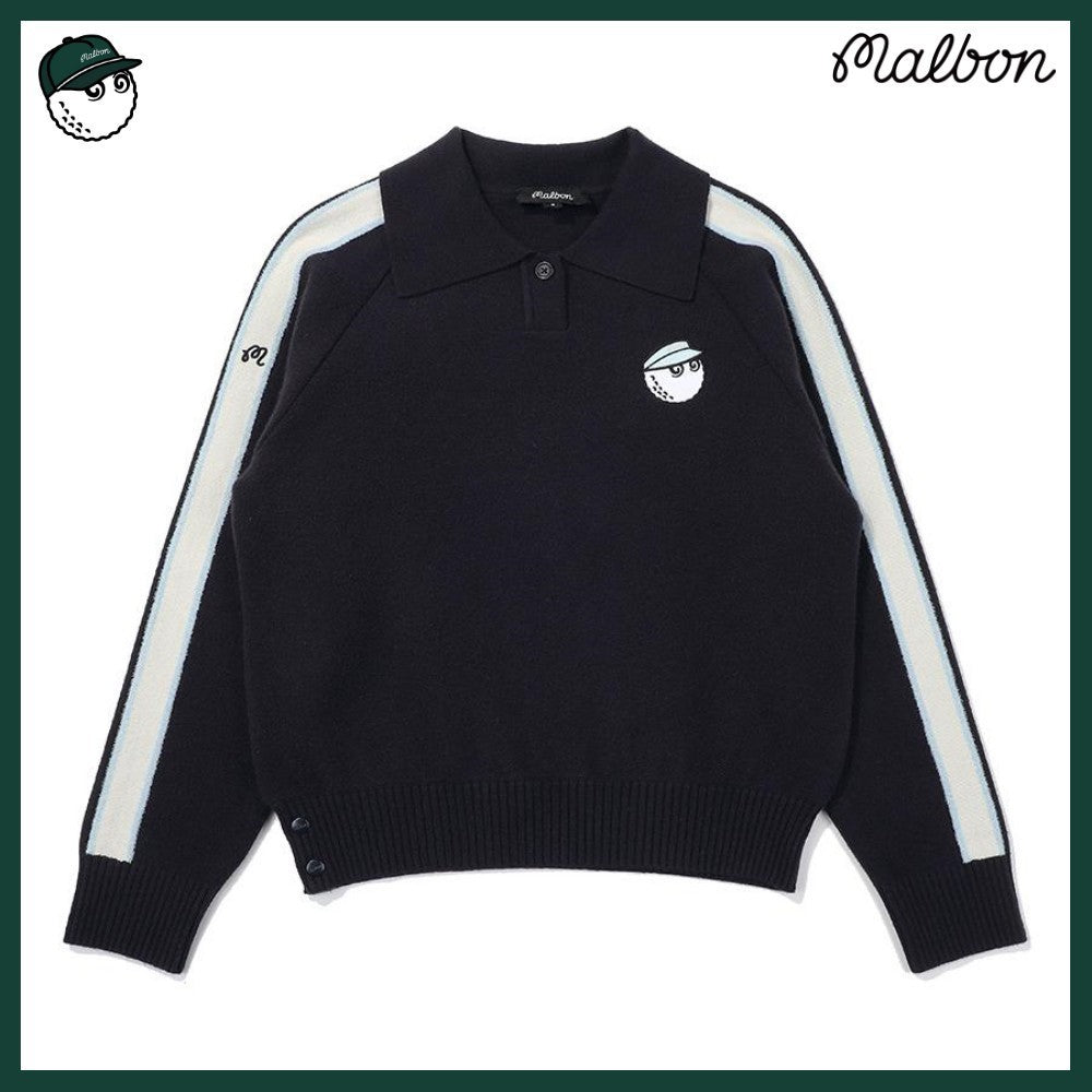 【MALBON GOLF】 SLEEVE CONTRAST COLLARED TOP WOMAN 2COLORS