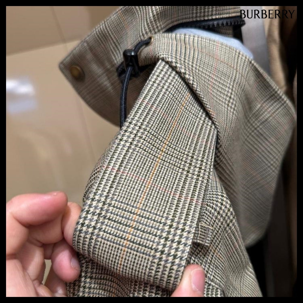 【Burberry】Check Bonded Wool Belted Field Jacket Loch Bliss