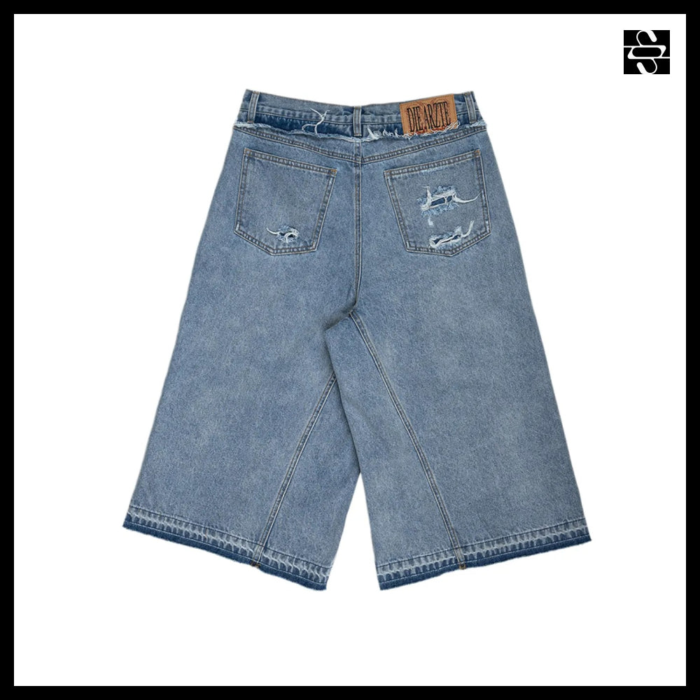 【SUNDAYOFFCLUB】Layered Waist Denim Short Light Blue