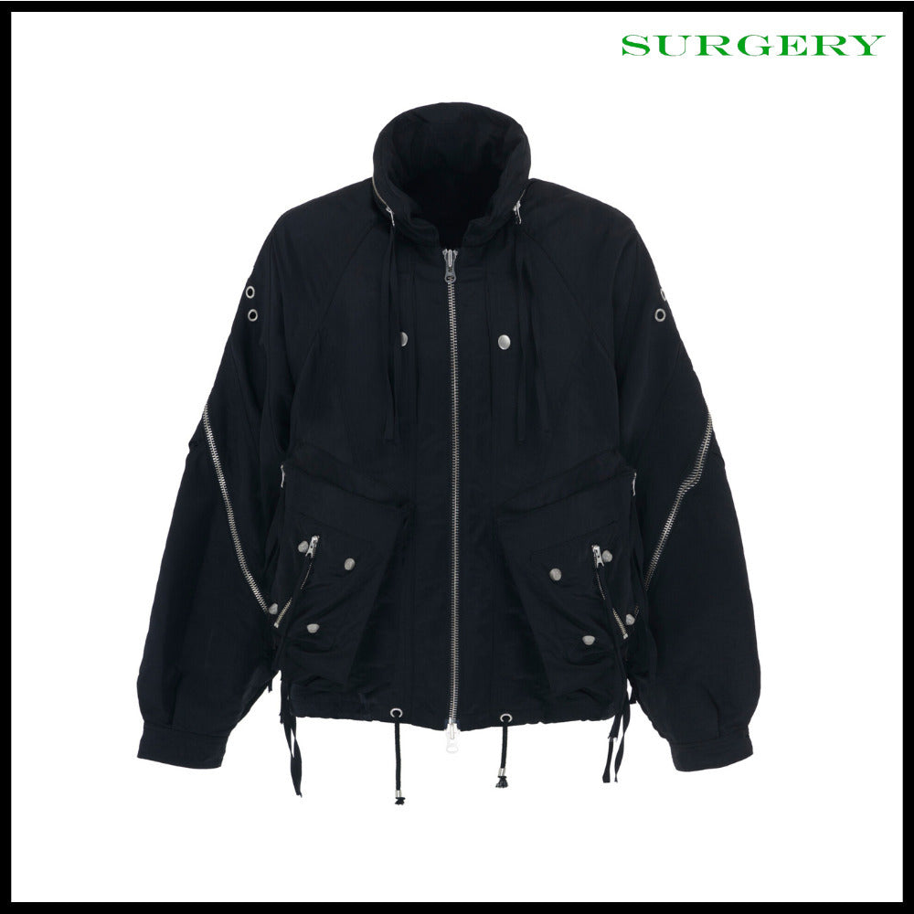 【SURGERY】Biker Embossing Puffer Jacket Black