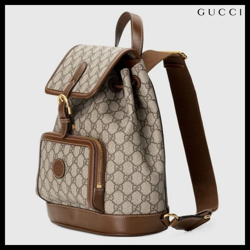 【GUCCI】Interlocking Supreme Pattern Leather Backpack