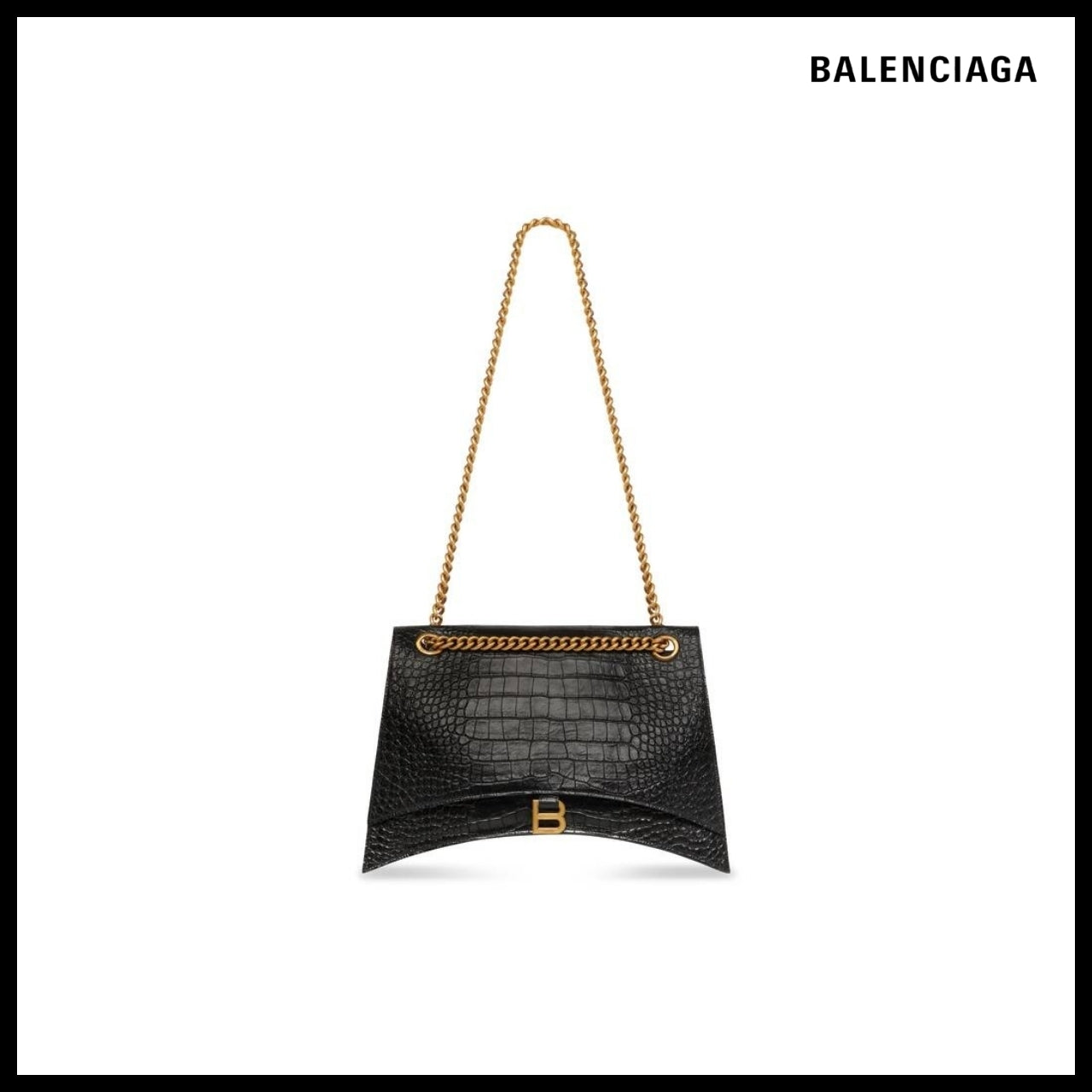 【BALENCIAGA】Crush Large Chain Bag Crocodile Embossed