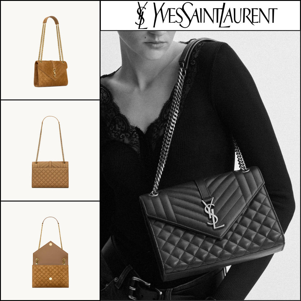 【Saint Laurent】Suede Envelope Medium Bag