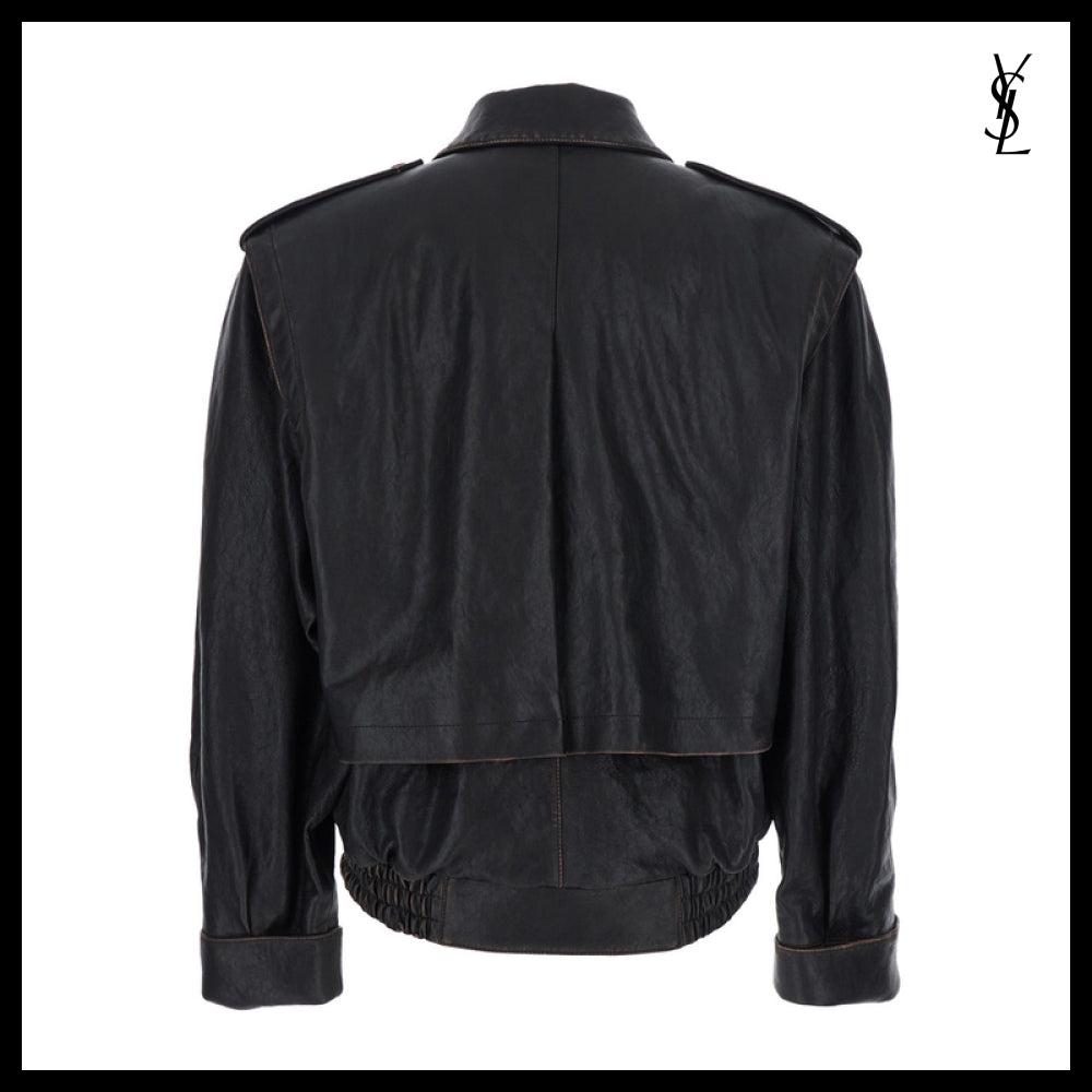【SAINT LAURENT】Brown Jacket Black classic outerwear