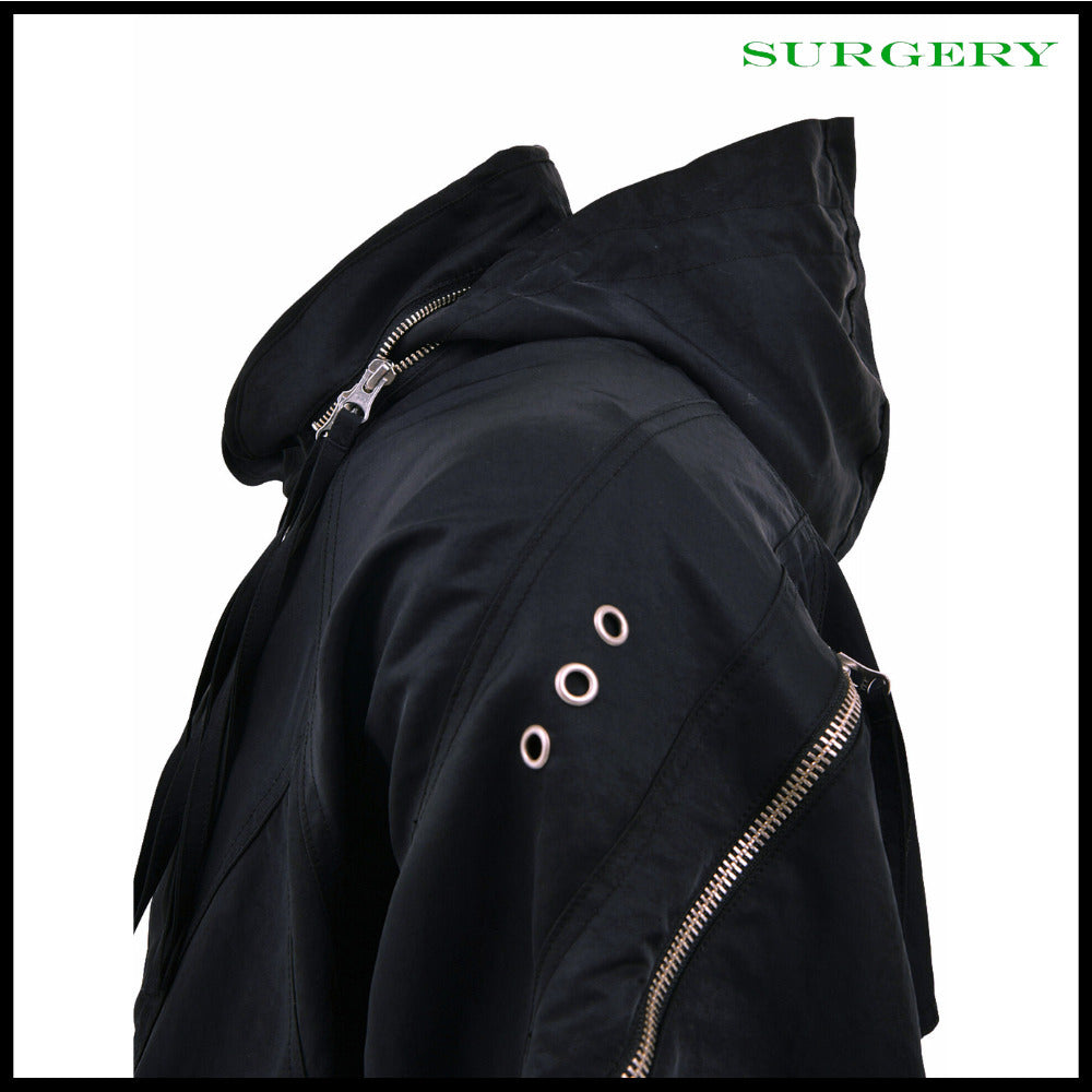 【SURGERY】Biker Embossing Puffer Jacket Black