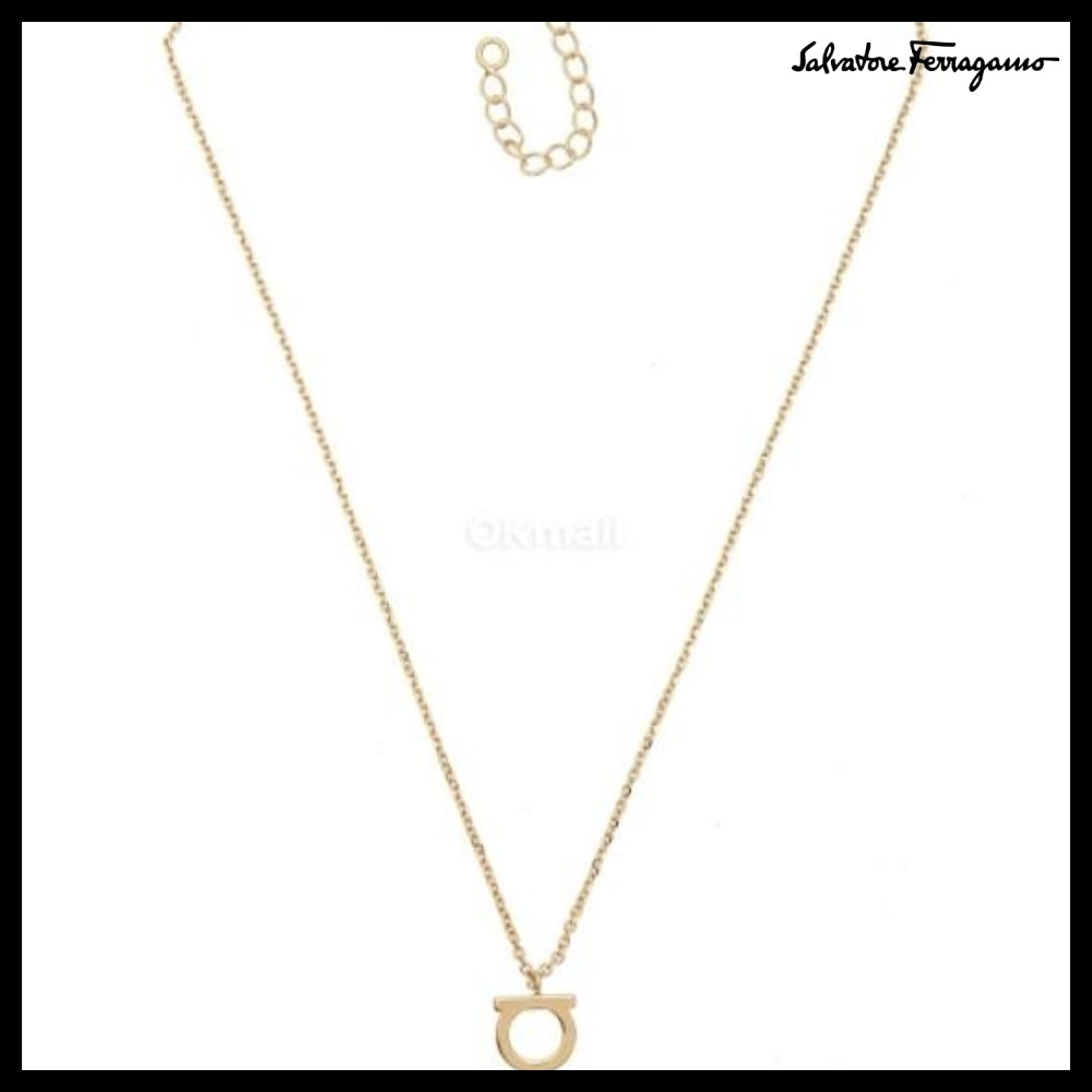 【Salvatore Ferragamo】760133 696658 Gancini Gold Necklace