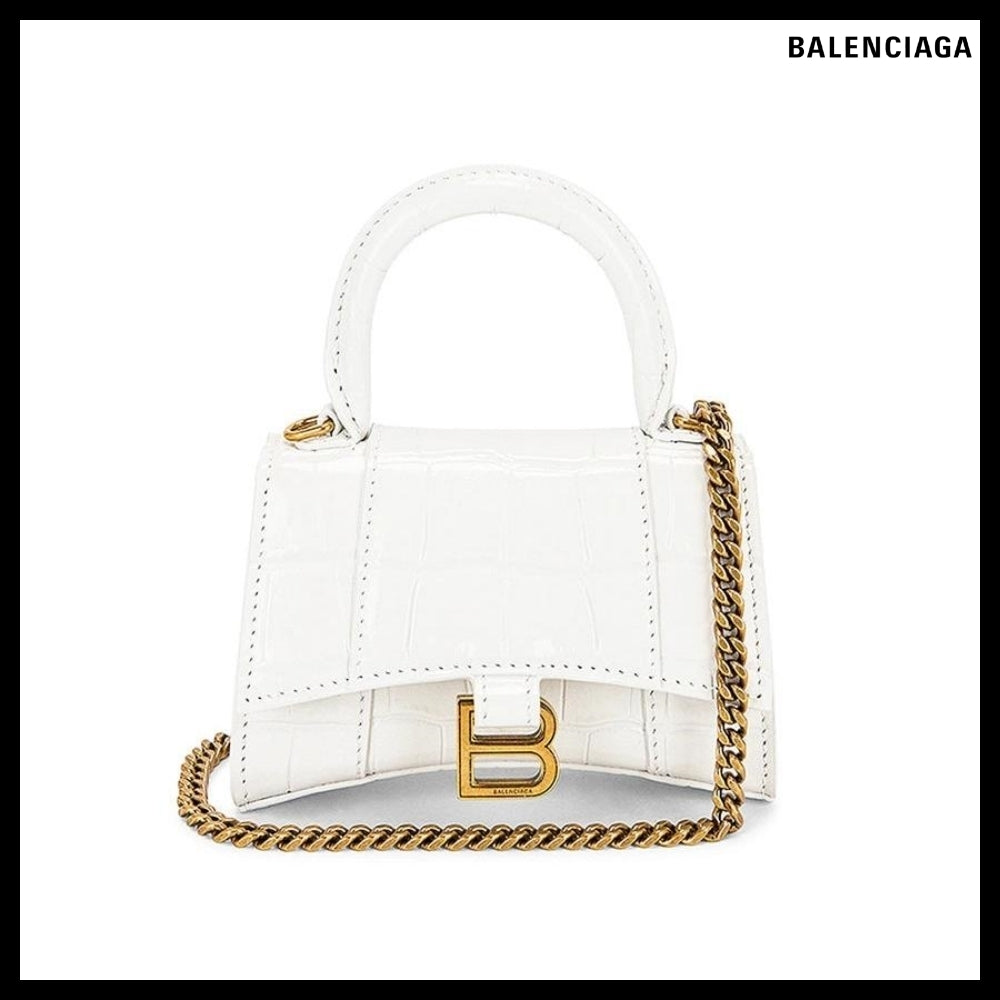 【BALENCIAGA】Mini Hourglass Top Handle Bag Crocodile