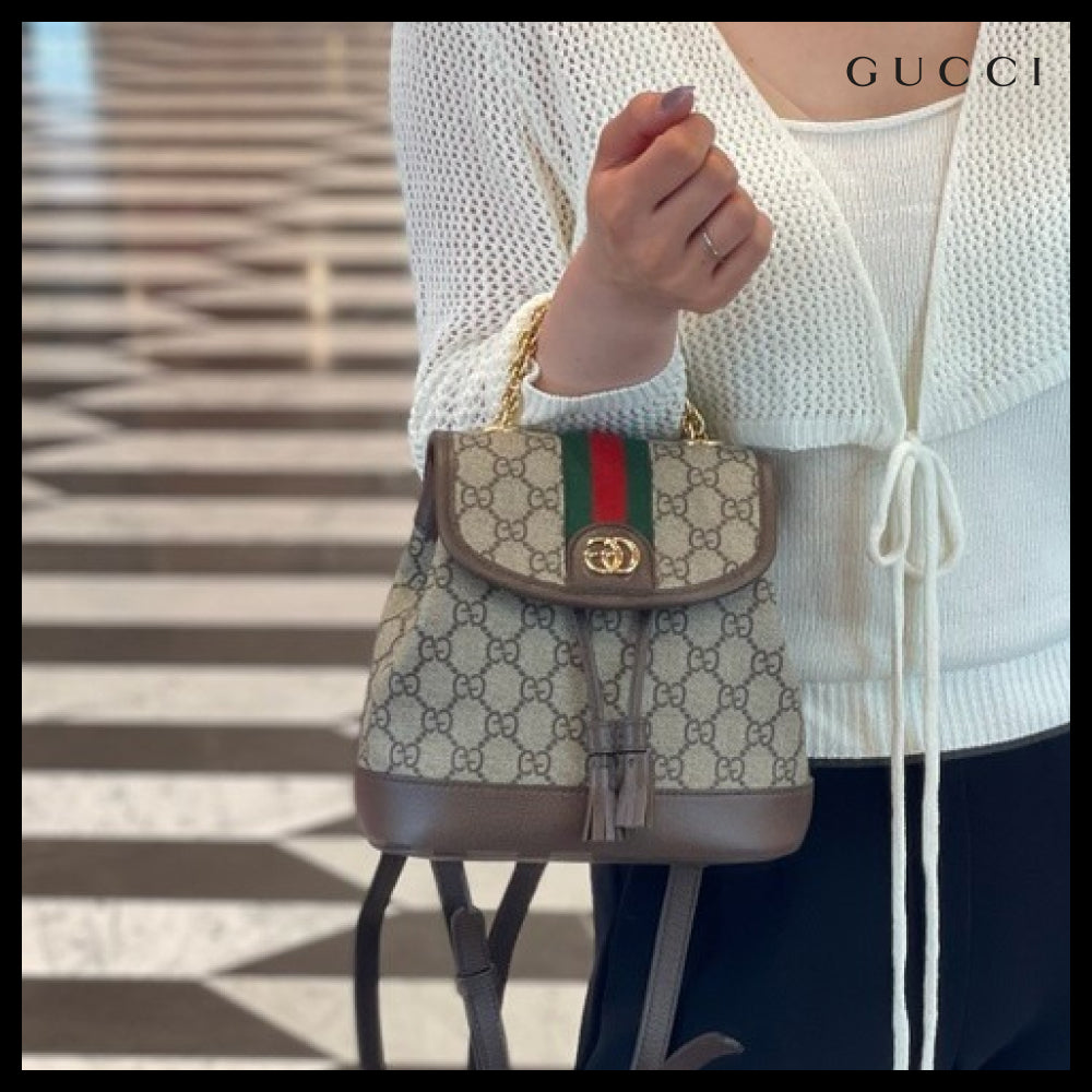 【GUCCI】GG Ophidia Supreme Mini Backpack Beige Ebony