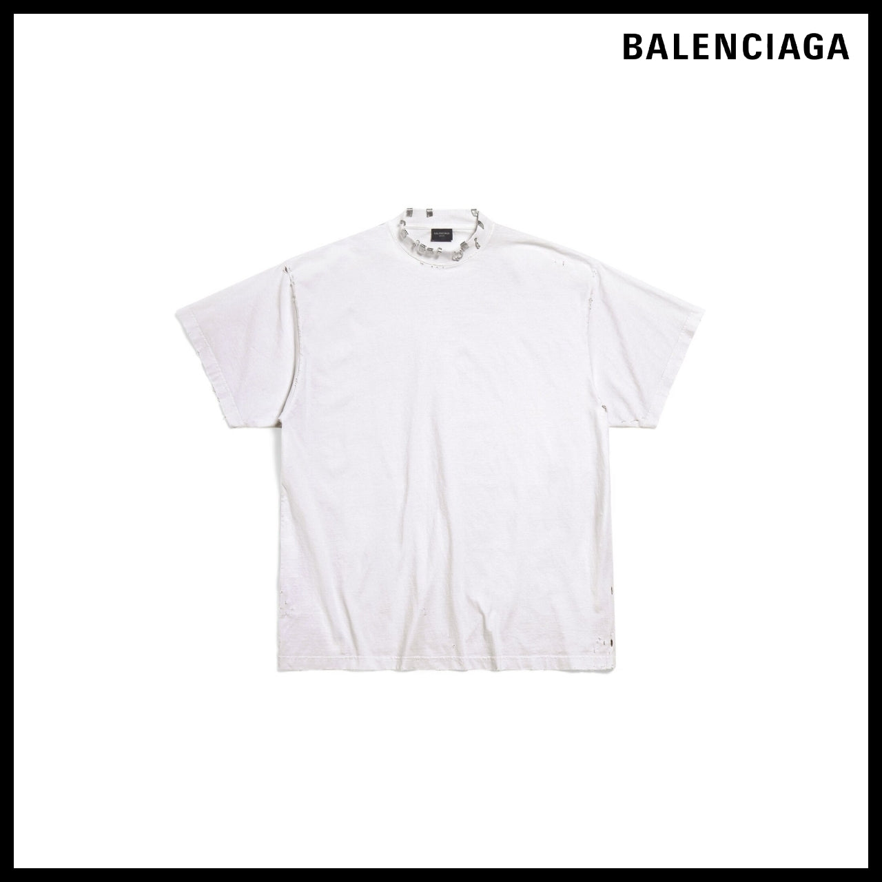 【BALENCIAGA】Pierced T-Shirt Oversized White