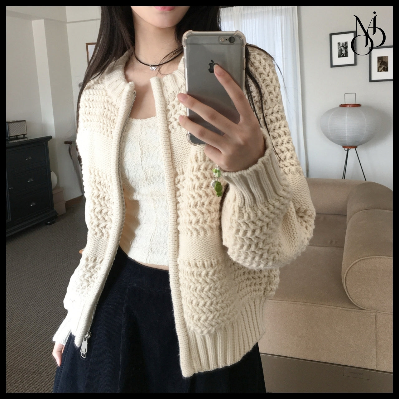 【MODIMOOD】Heavy Knit Half Zip-Up 2 Colors