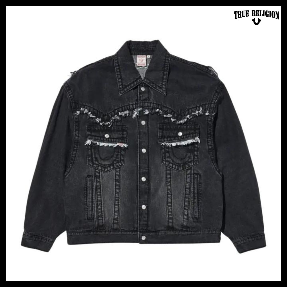【TRUE RELIGION】Caution Cross Trucker jacket Black