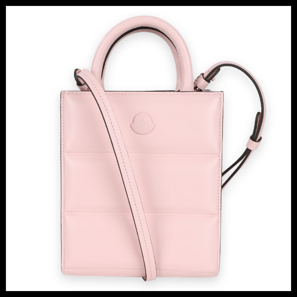 【MONCLER】 Women Doudoune Leather Mini Tote Bag Pink