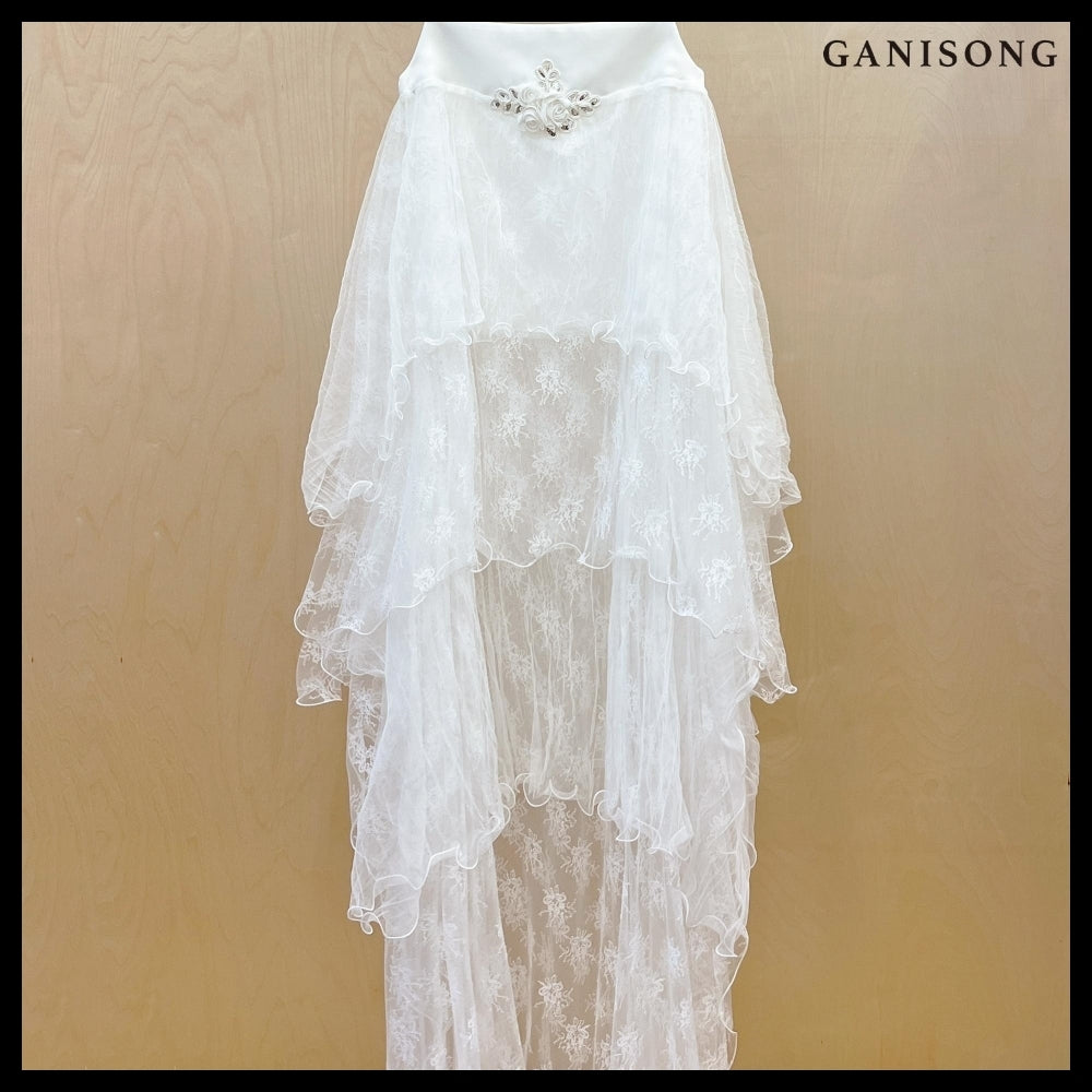 【GANISONG】Bridal Wave To Moon Dress White