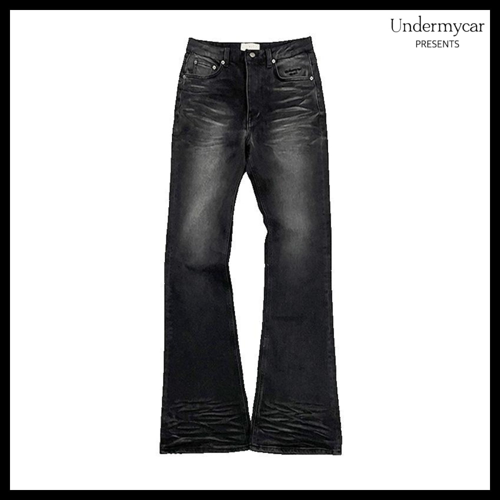 【Undermycar】Mu.114 Original Logo Washed Slim Flare Jeans