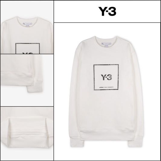 【Y-3】Men's Square Logo White Sweatshirt