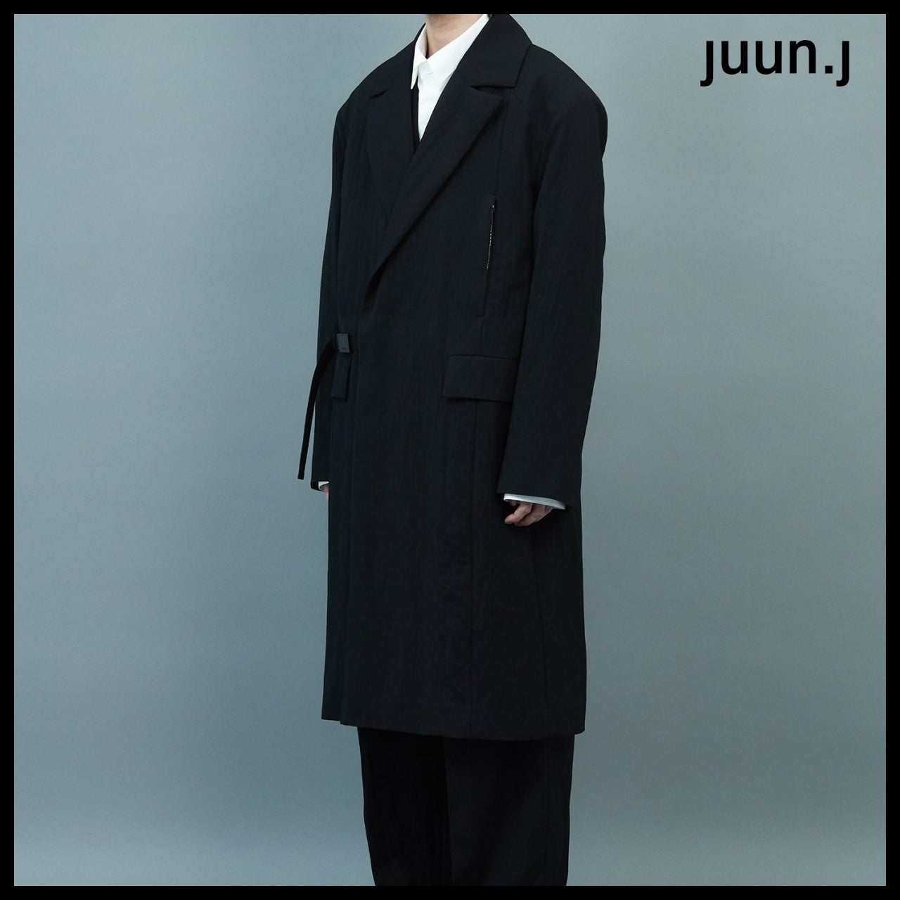 【JUUN.J】CORE Blended Wool Belted Coat Black