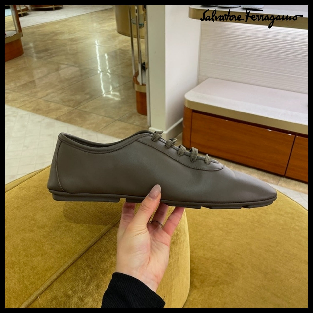 【FERRAGAMO】BOND CALF LEATHER LACE-UP LOAFERS BROWN
