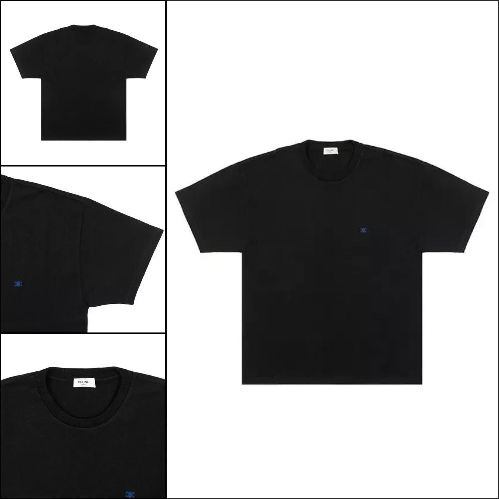 【CELINE】Triomphe Embroidered Cotton Jersey Black Men Short