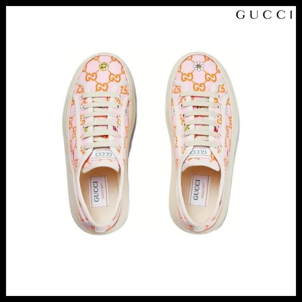 【GUCCI】x Hattie Stewart GG Fabric Women's Low-Top Sneakers Pink