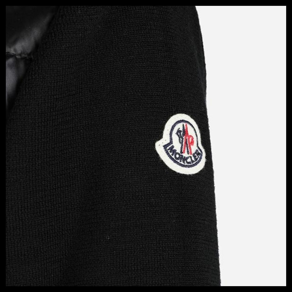 【Moncler】Women's Logo Patch Padded Mix Jacket Black