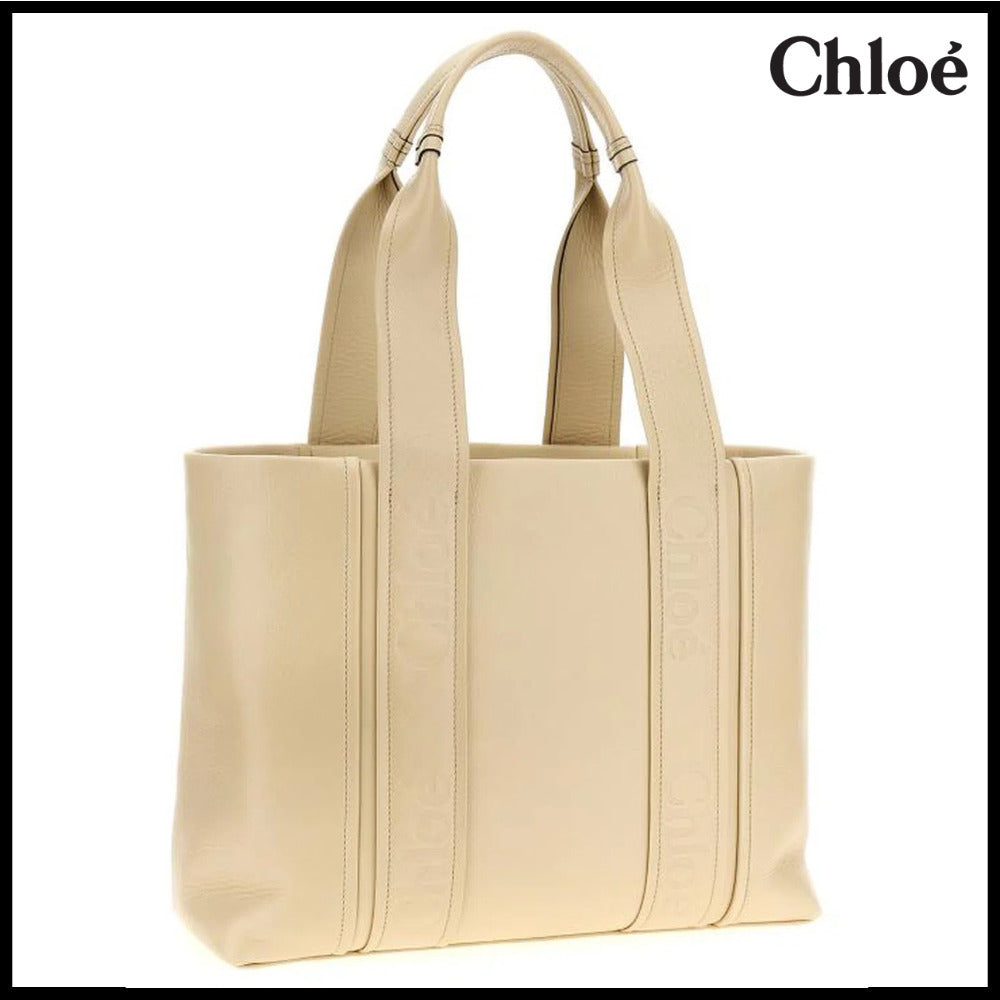 【Chloe】Woody Medium Tote Bag Sweet Beige