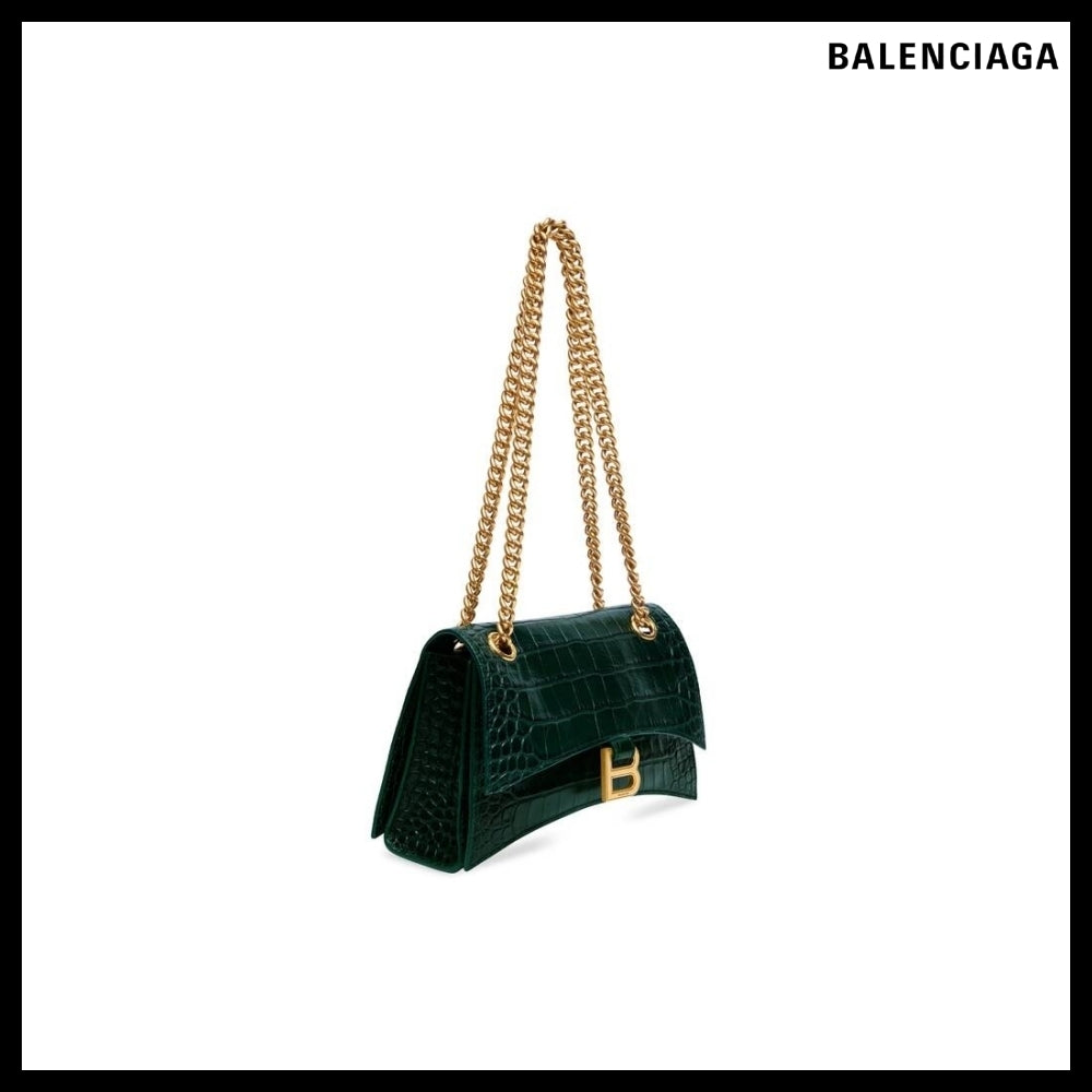 【BALENCIAGA】Crush Small Chain Bag Crocodile Embossed