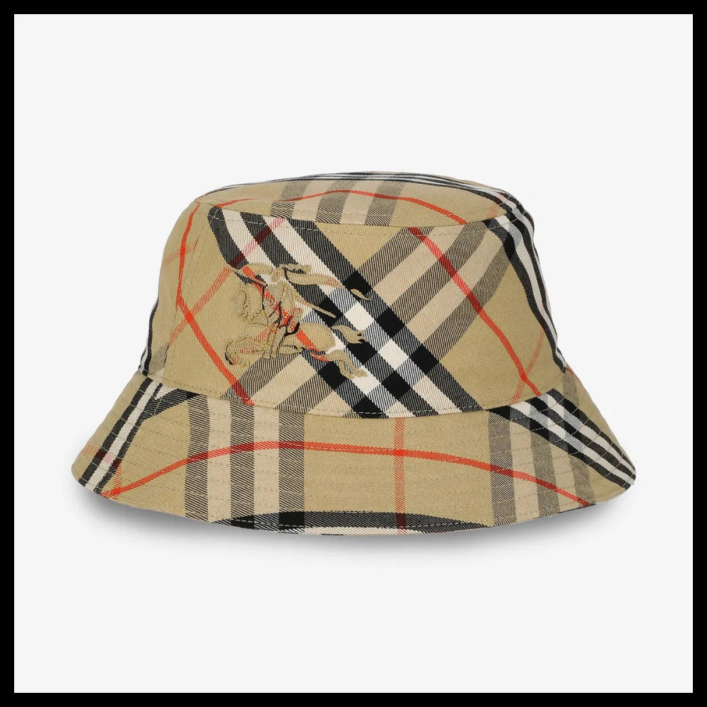 【Burberry】EKD Check Cotton Bucket Hat Sand