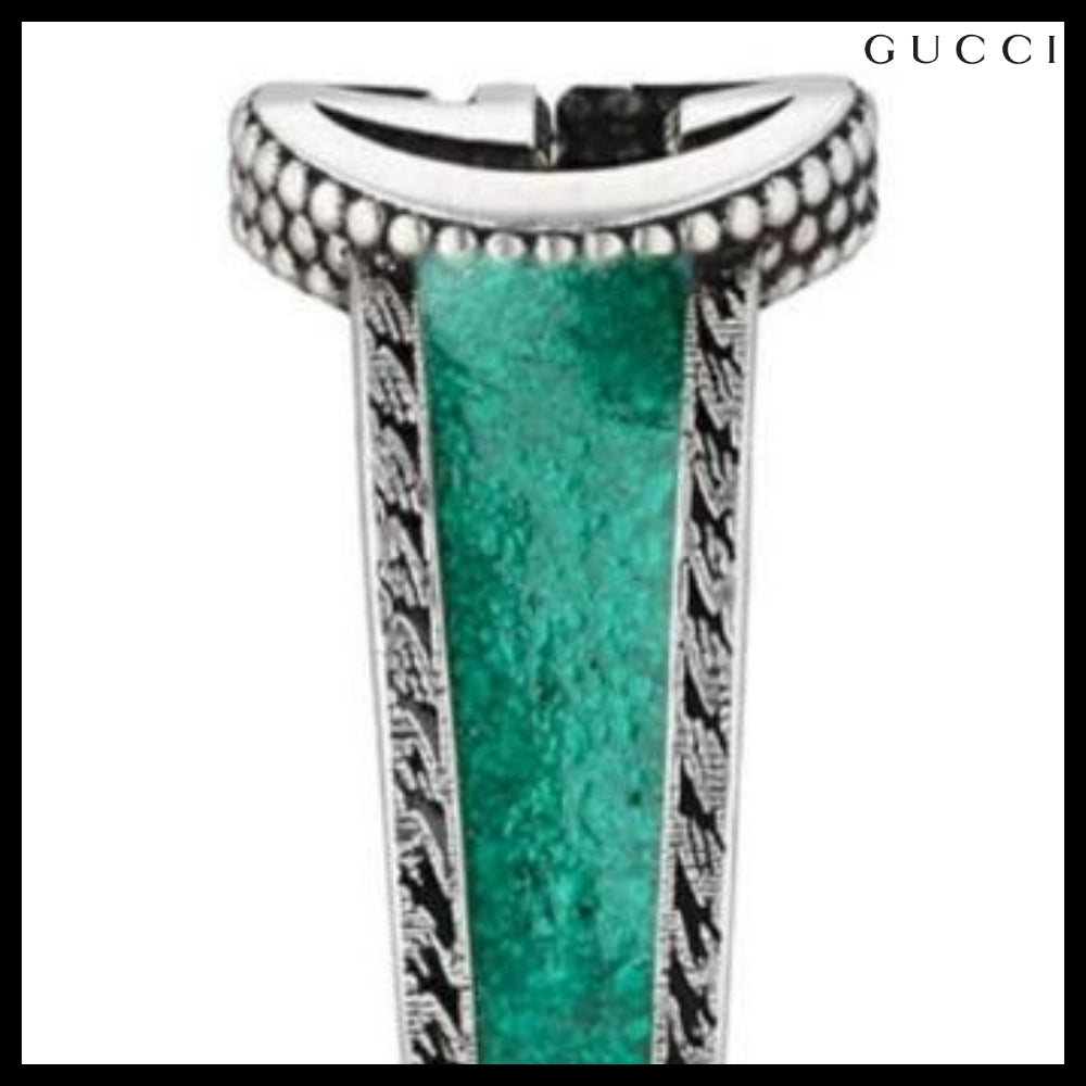 【GUCCI】Interlocking G Logo Enamel Band Ring TURQUOISE