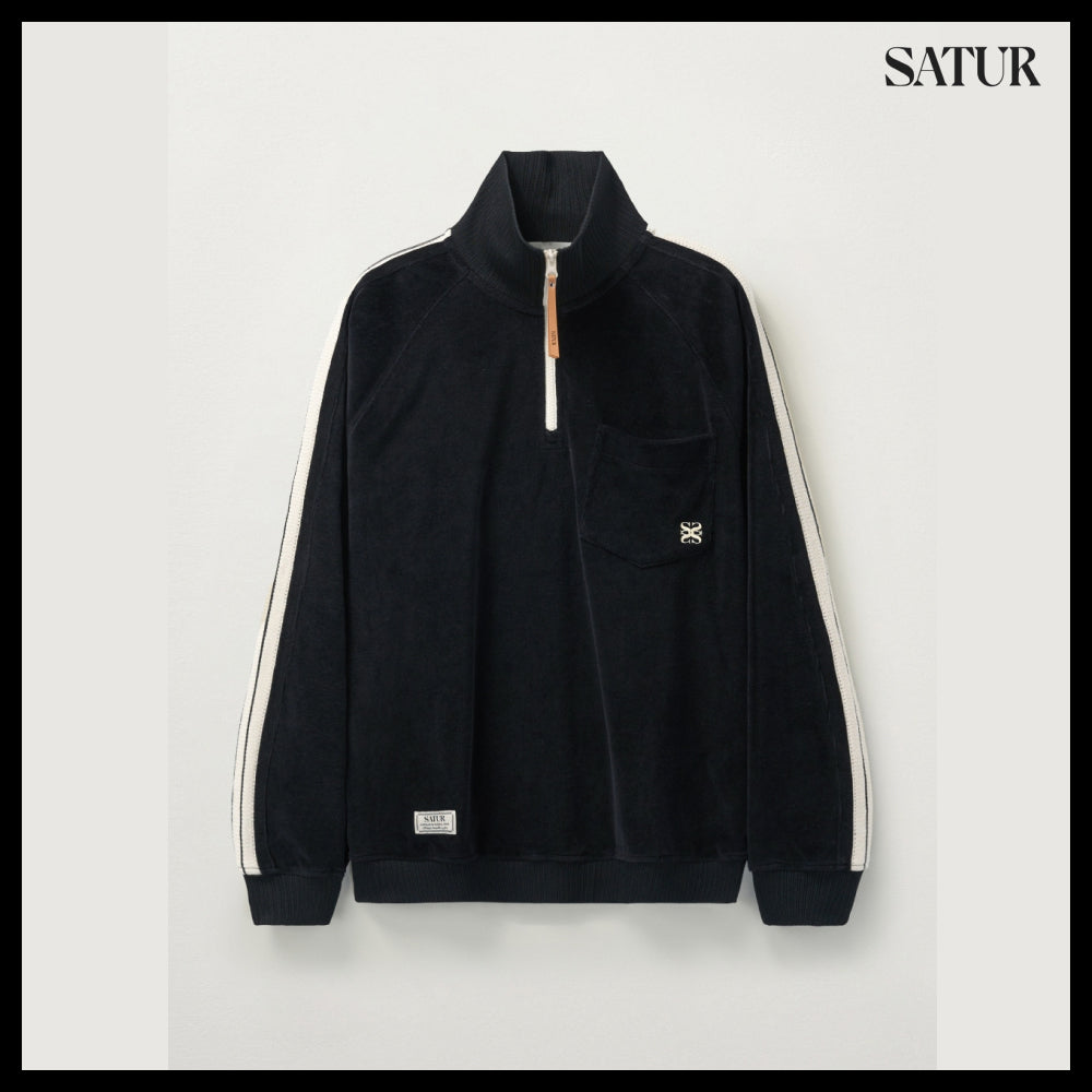 【SATUR】Velour Loose Fit Half Zip-Up 3colors