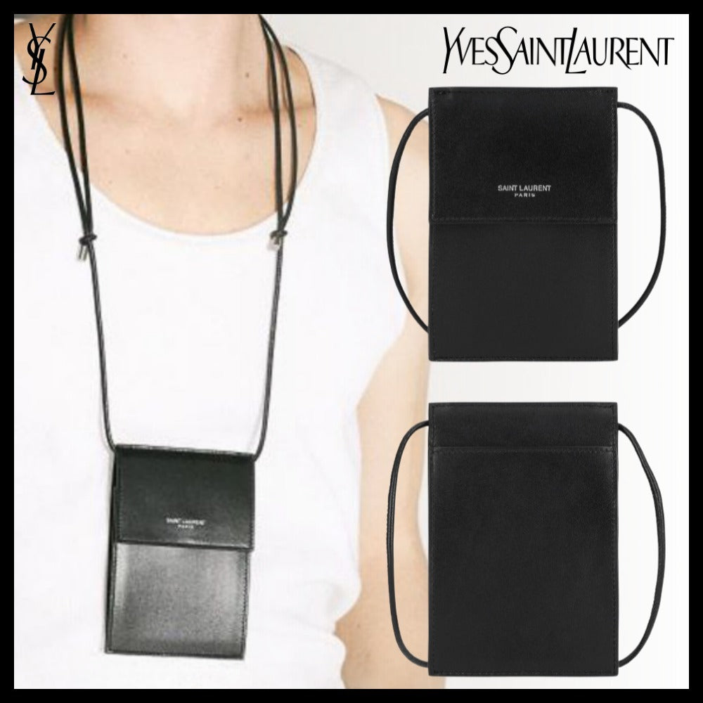 【SAINT LAURENT】 LOGO LEATHER CROSSBODY BAG