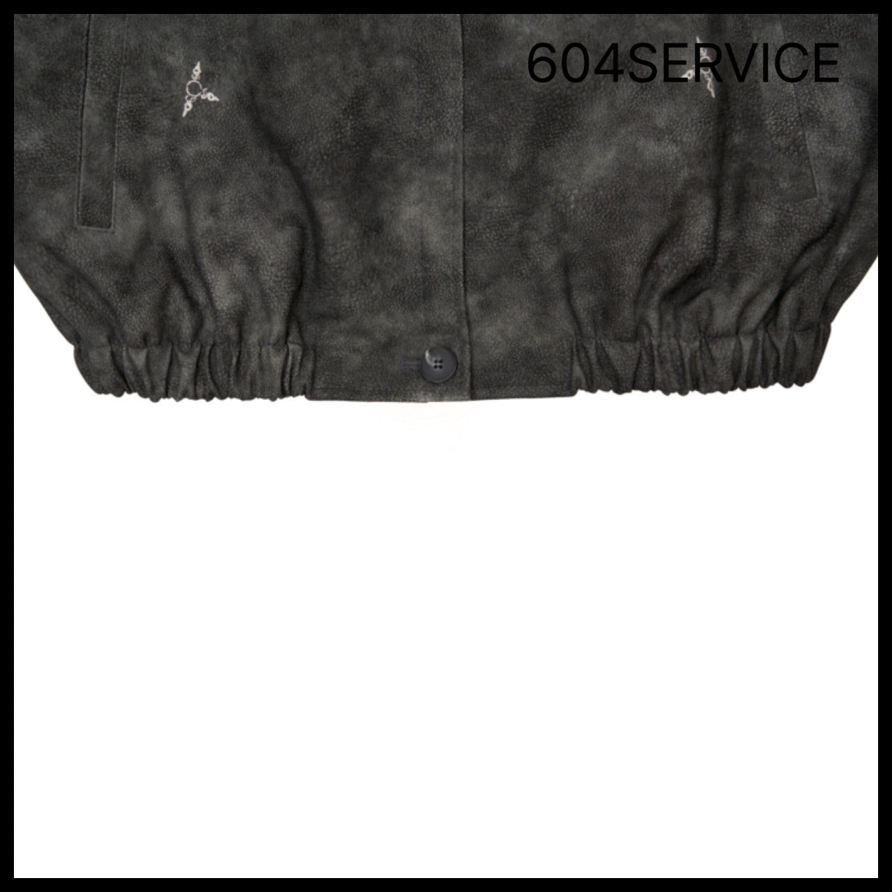 【604service】EMBROIDERED LEATHER JACKET IN CHARCOAL