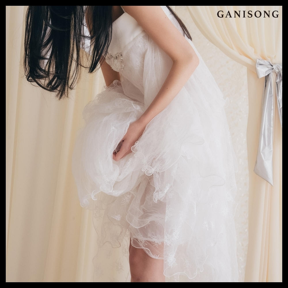 【GANISONG】Bridal Wave To Moon Dress White