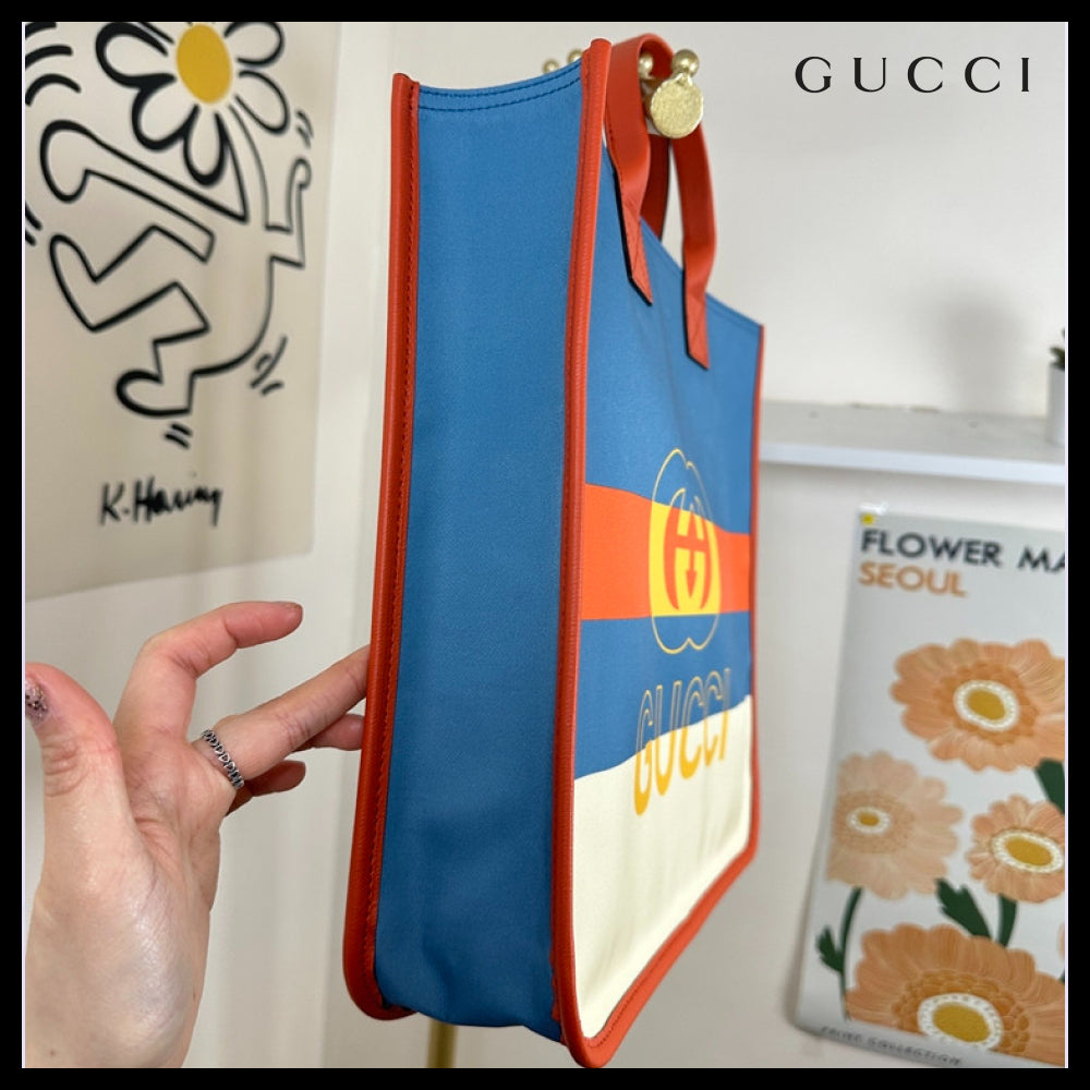 【GUCCI】 ウェブ インターロッキング ロゴ スクエア トート
