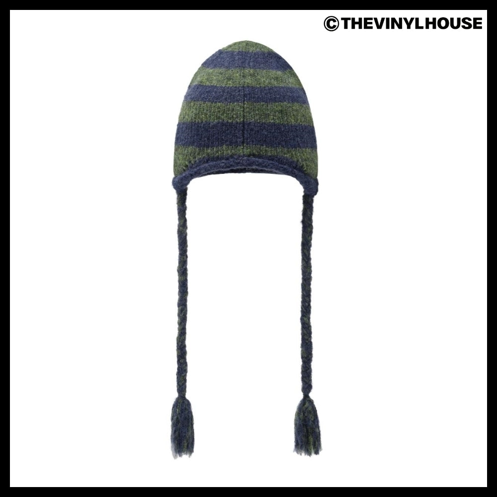 【THEVINYLHOUSE】Ear flap stripe beanie (3 colors)