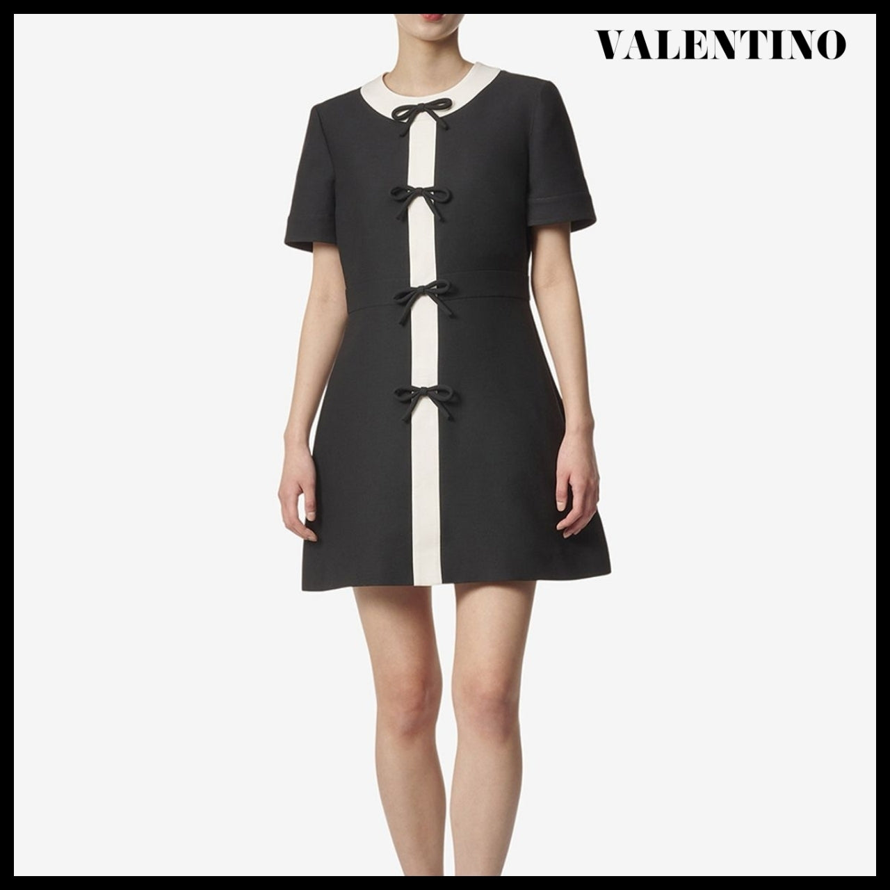 【VALENTINO】Bow Two Tone Dress Nero