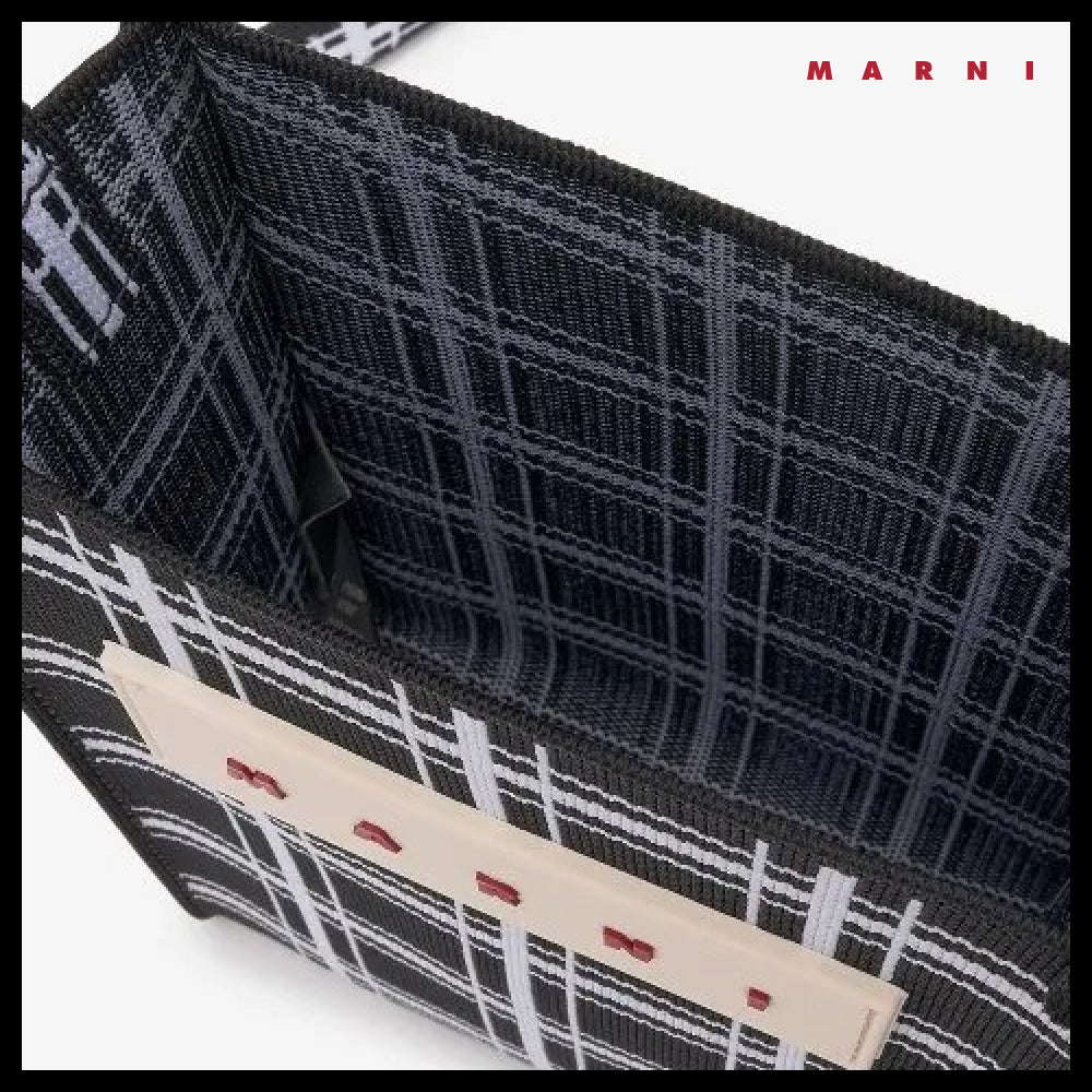 【MARNI】Mini Jacquard Check Shoulder Bag Black White