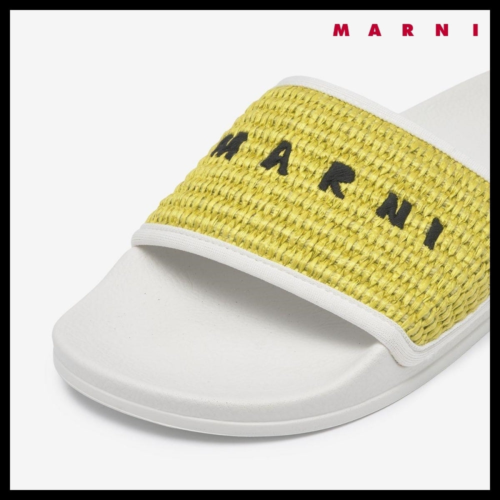 【MARNI】RAFFIA SANDAL GREEN WHITE